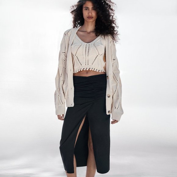 ZARA DRAPED MIDI SKIRT - Picture 1 of 10